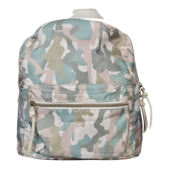Pastel Camouflage Mini Backpack with‎ White Faux Leather Straps - Picture 1 of 9